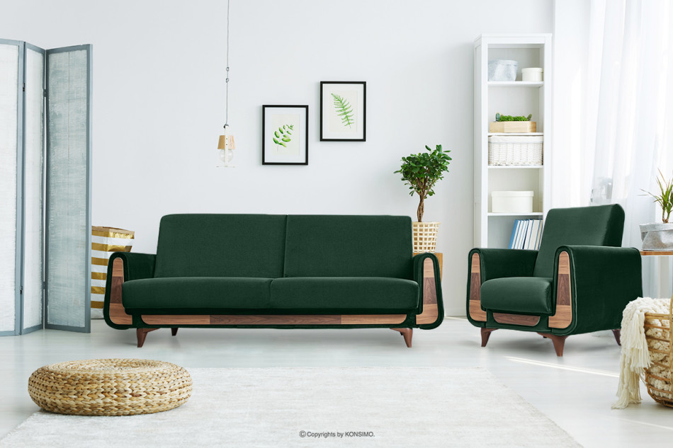 GUSTAVO Zielony fotel do salonu welur zielony - zdjęcie 1