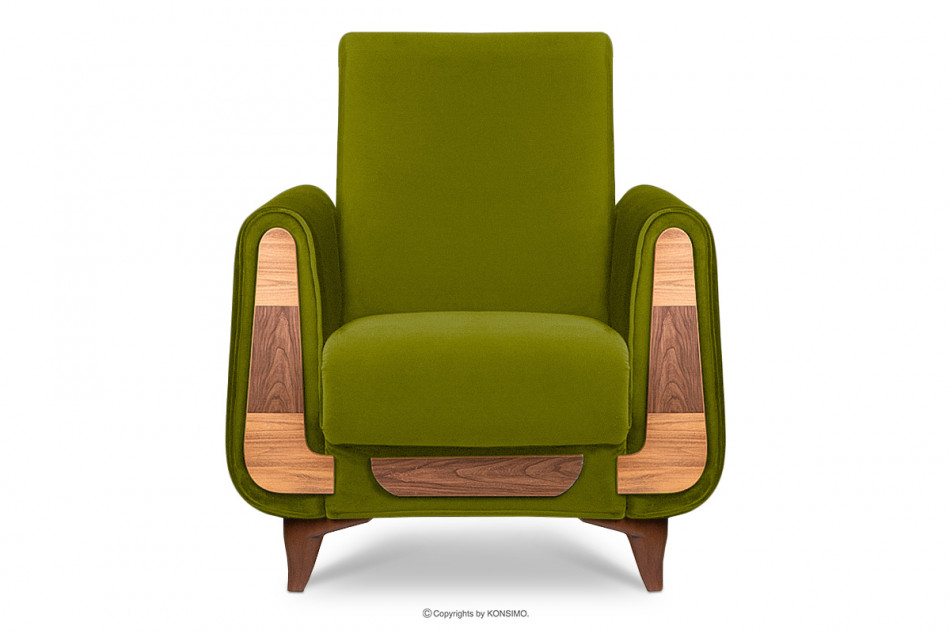 GUSTAVO Oliwkowy fotel do salonu welur oliwkowy - zdjęcie 0