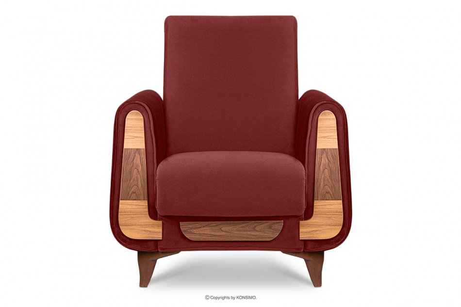 GUSTAVO Czerwony fotel do salonu welur bordowy - zdjęcie 0