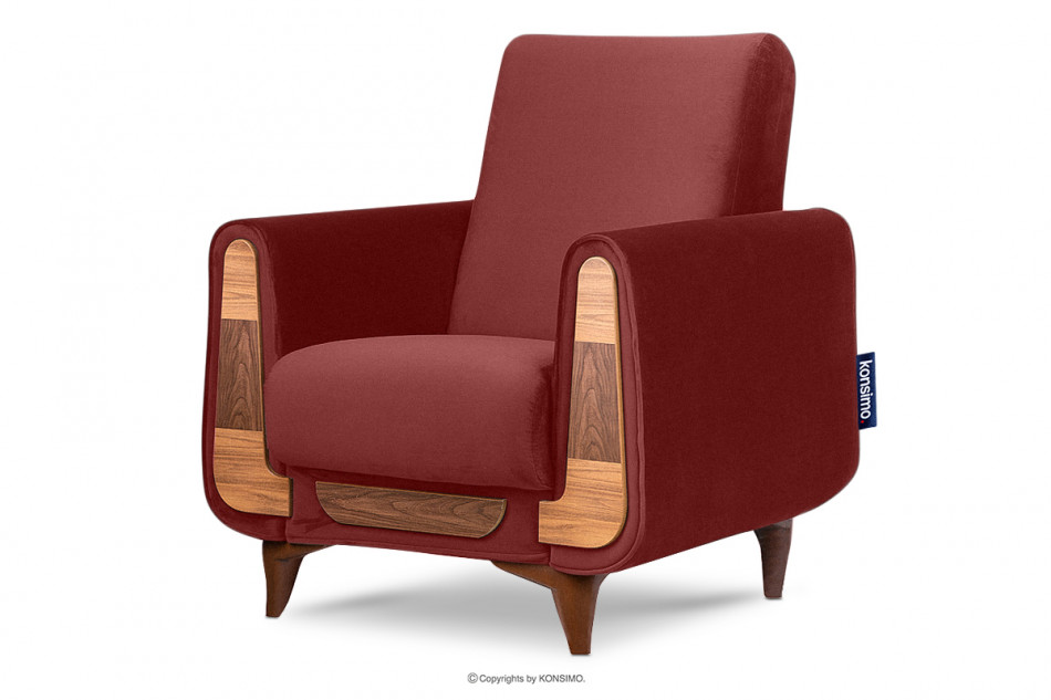 GUSTAVO Czerwony fotel do salonu welur bordowy - zdjęcie 2