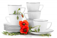 Komplet filiżanek dla 6 osób porcelana Czarny Rant (12el.)