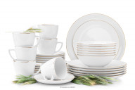Zestaw obiadowo kawowy dla 6 osób porcelana Złota Linia (30el.)