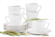 Komplet filiżanek dla 6 osób porcelana Złota Linia (12el.)