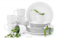 Zestaw obiadowo kawowy dla 6 osób porcelana Platynowa Linia (24el.)