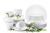 Zestaw obiadowo kawowy dla 6 osób porcelana Platynowa Linia (30el.)