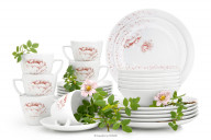 Zestaw obiadowo kawowy dla 6 osób porcelana Piwonia (30el.)