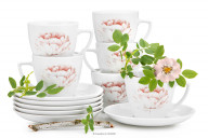 Komplet filiżanek dla 6 osób porcelana Piwonia (12el.)