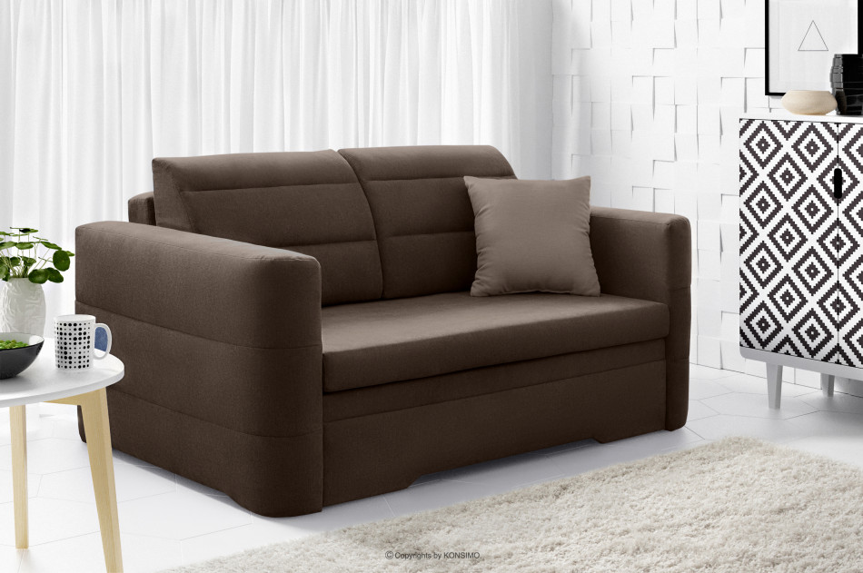 CODIS Mała sofa 2 osobowa rozkładana brązowa brązowy - zdjęcie 1