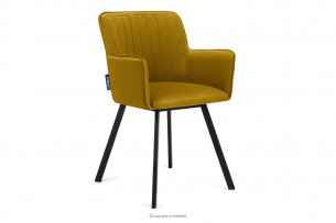 PYRUS, https://konsimo.pl/kolekcja/pyrus/ Krzesło welurowe żółte musztardowy/czarny - zdjęcie