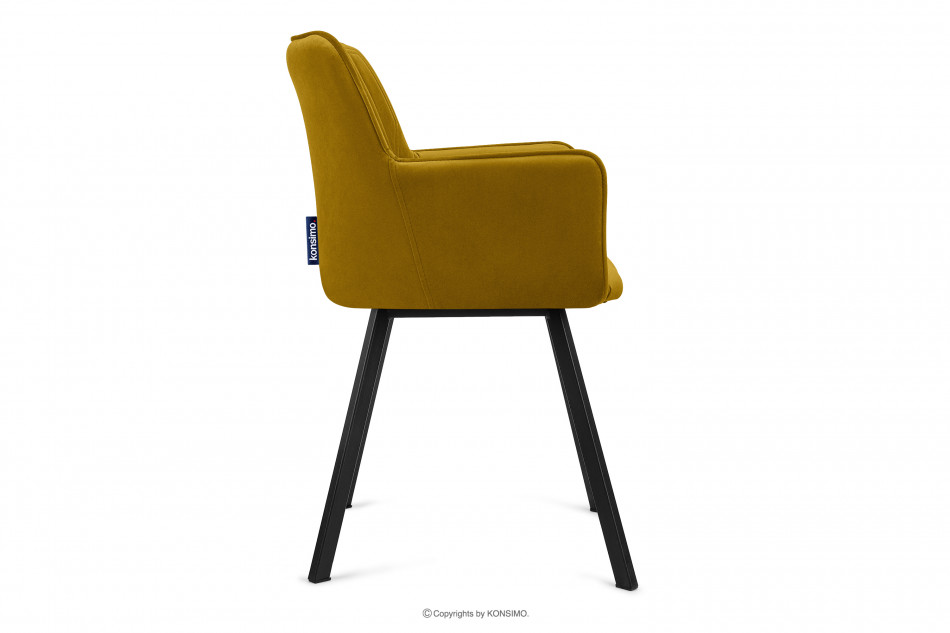 PYRUS Krzesło welurowe żółte musztardowy/czarny - zdjęcie 3
