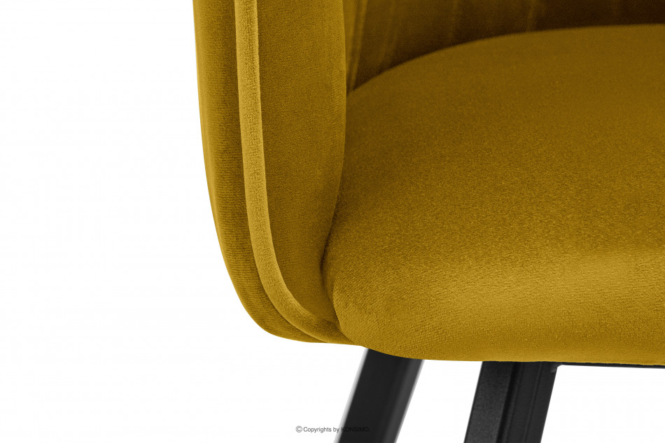 PYRUS Krzesło welurowe żółte musztardowy/czarny - zdjęcie 9