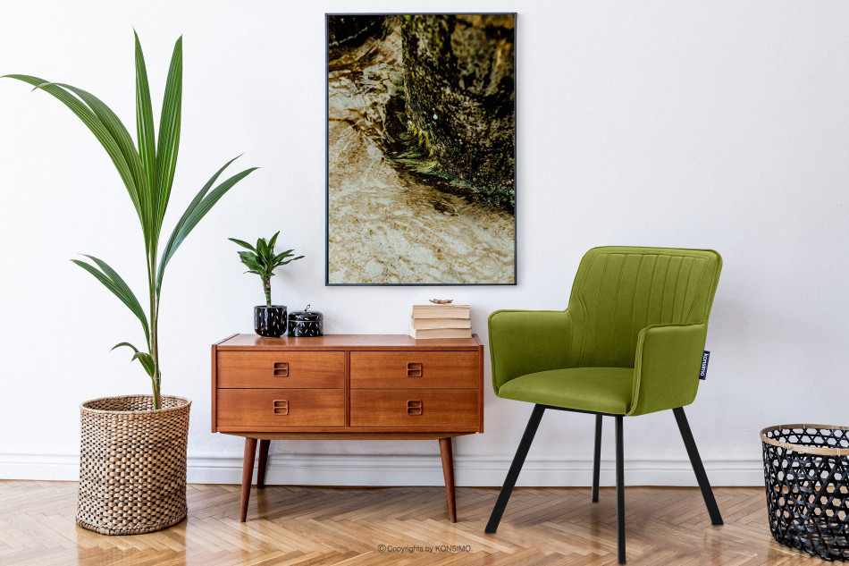 PYRUS Krzesło welurowe zielone oliwkowy/czarny - zdjęcie 1