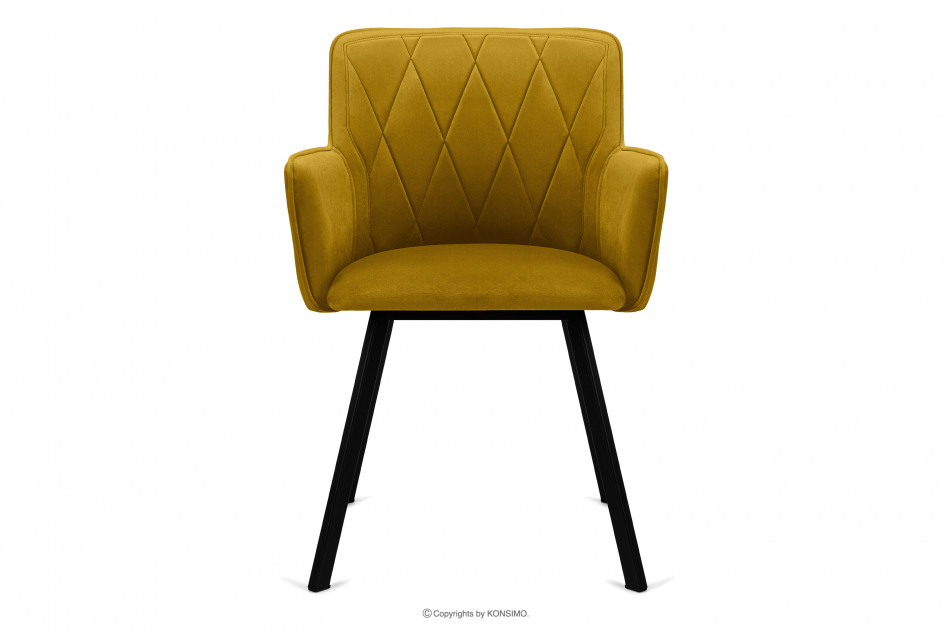 PYRUS Krzesło do salonu welur żółte musztardowy/czarny - zdjęcie 2
