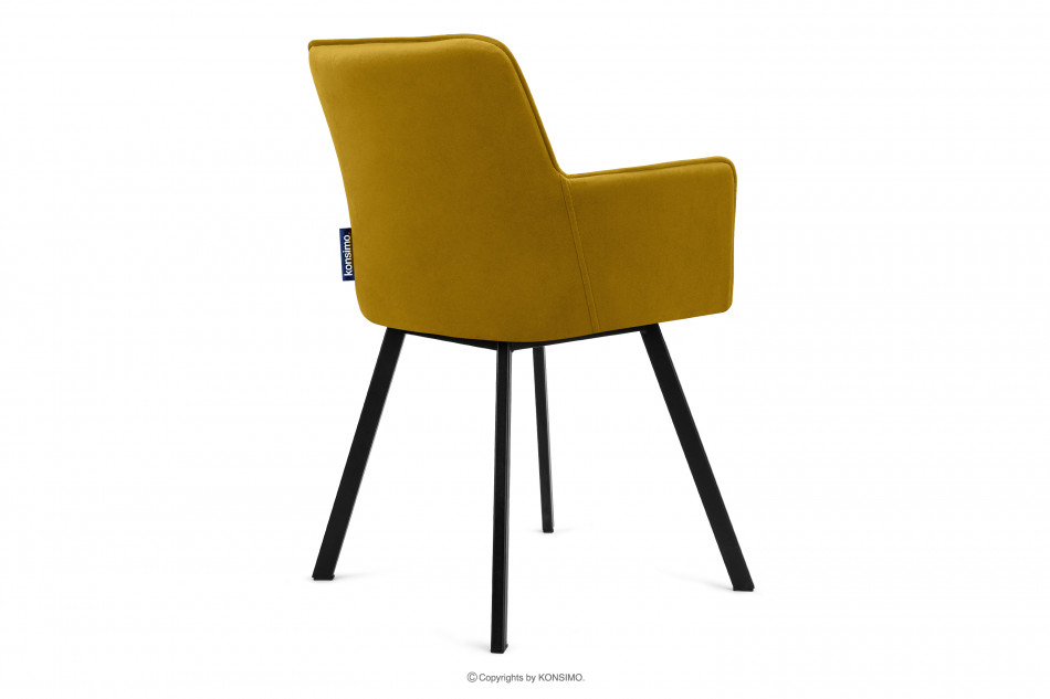 PYRUS Krzesło do salonu welur żółte musztardowy/czarny - zdjęcie 4