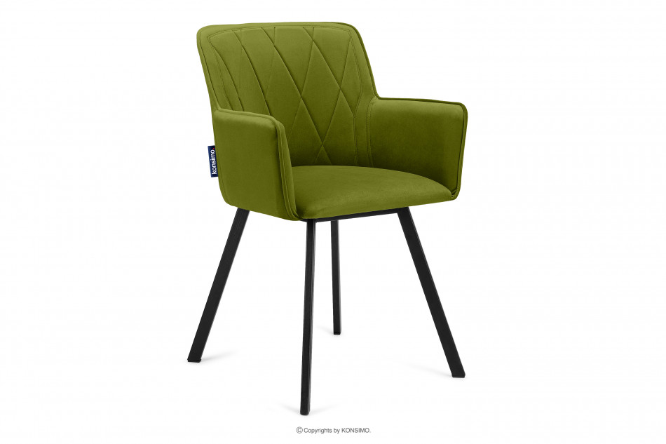 PYRUS Krzesło do salonu welur zielone oliwkowy/czarny - zdjęcie 0