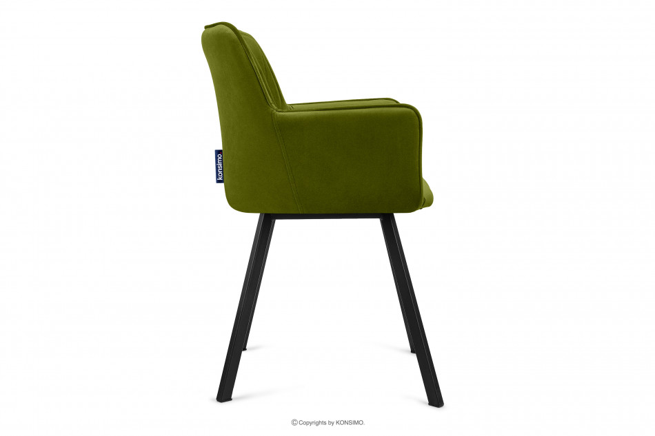 PYRUS Krzesło do salonu welur zielone oliwkowy/czarny - zdjęcie 3