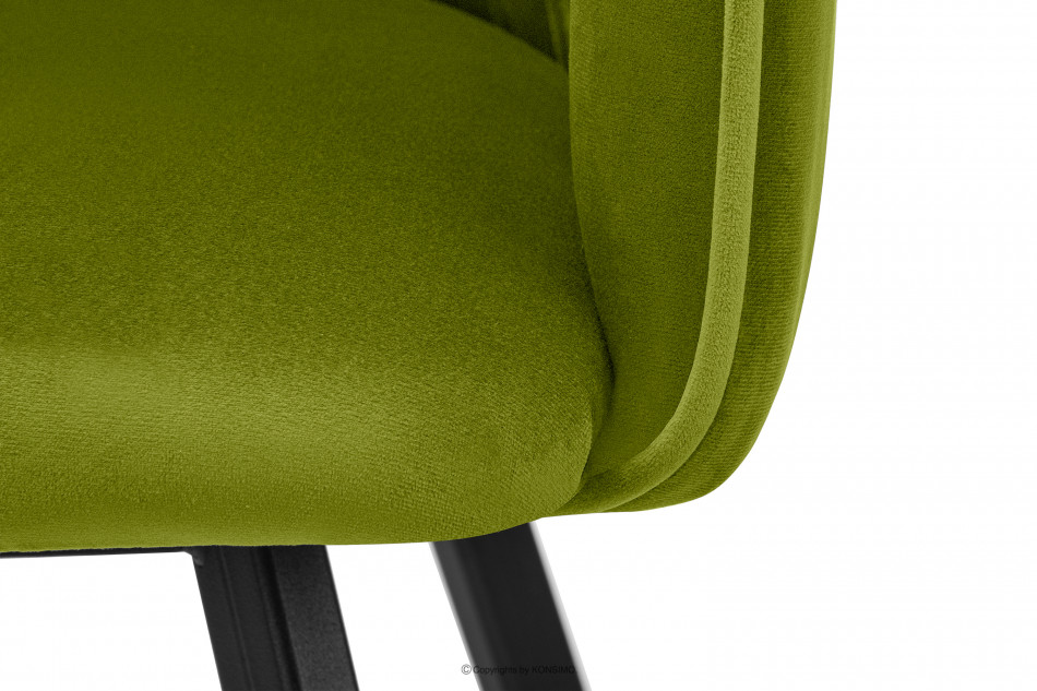 PYRUS Krzesło do salonu welur zielone oliwkowy/czarny - zdjęcie 8