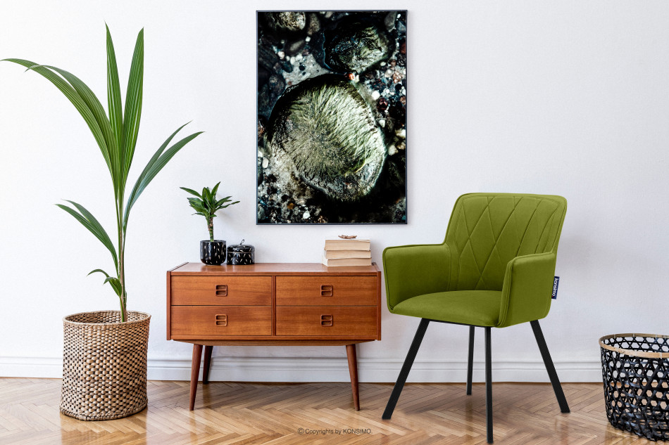 PYRUS Krzesło do salonu welur zielone oliwkowy/czarny - zdjęcie 1
