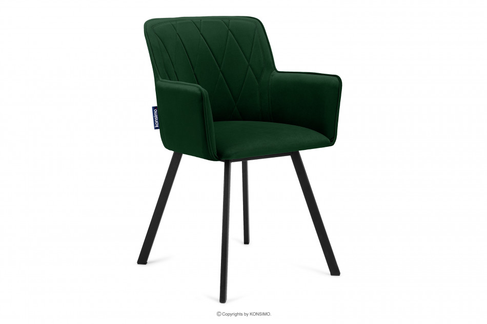 PYRUS Krzesło do salonu welur butelkowa zieleń ciemny zielony/czarny - zdjęcie 0