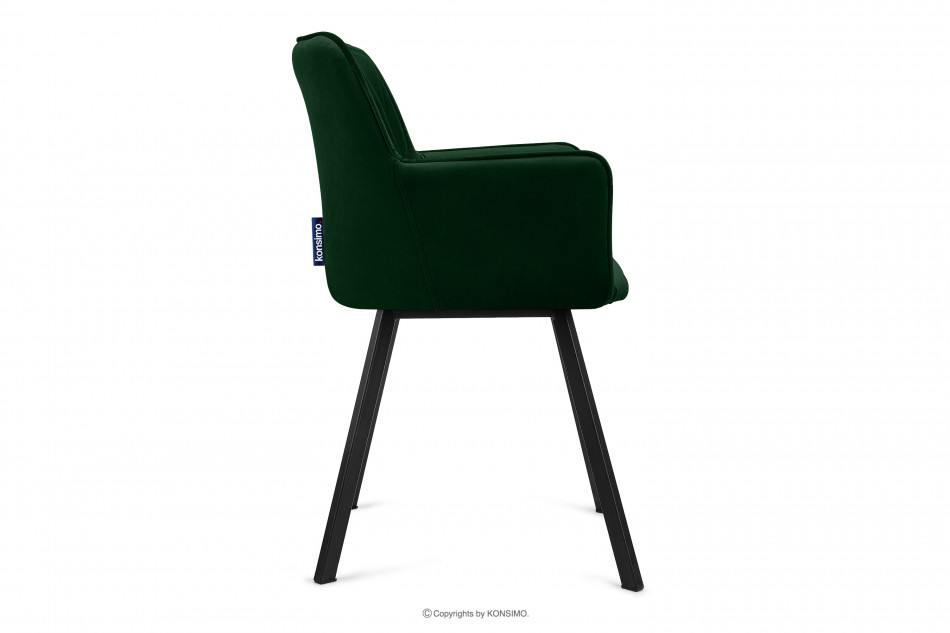 PYRUS Krzesło do salonu welur butelkowa zieleń ciemny zielony/czarny - zdjęcie 3