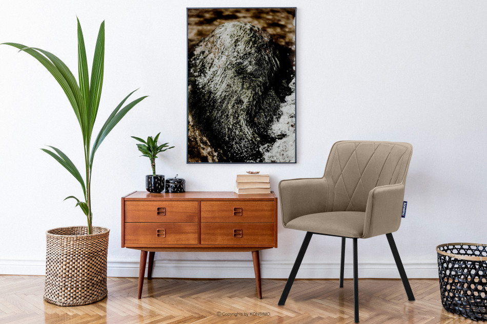 PYRUS Krzesło do salonu welur beżowe beżowy/czarny - zdjęcie 1