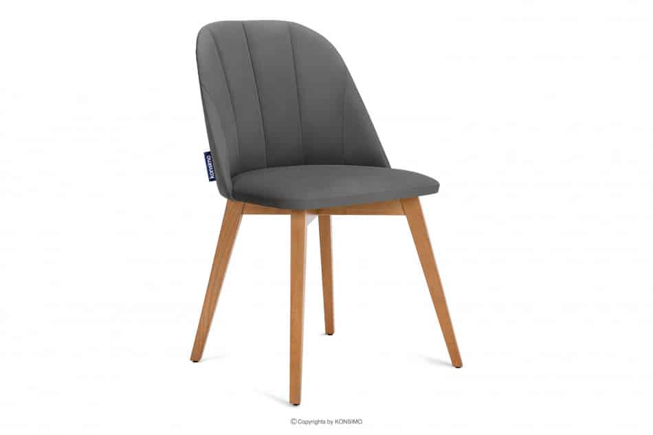 RIFO Krzesła tapicerowane welurowe szare 2szt szary/jasny dąb - zdjęcie 3