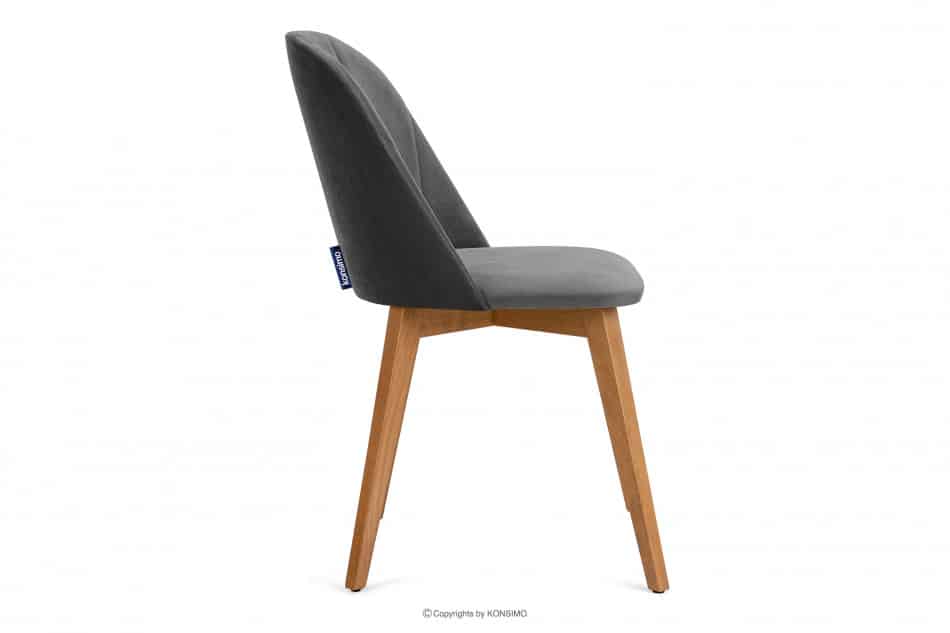 RIFO Krzesła tapicerowane welurowe szare 2szt szary/jasny dąb - zdjęcie 5