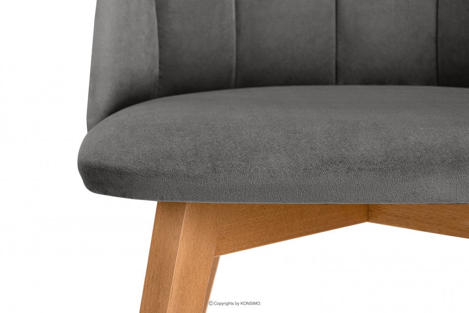RIFO Krzesła tapicerowane welurowe szare 2szt szary/jasny dąb - zdjęcie 9