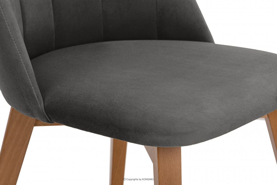 RIFO Krzesła tapicerowane welurowe szare 2szt szary/jasny dąb - zdjęcie 8