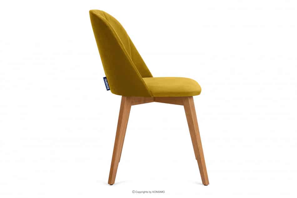 RIFO Krzesła tapicerowane welurowe żółte 2szt miodowy/jasny dąb - zdjęcie 5