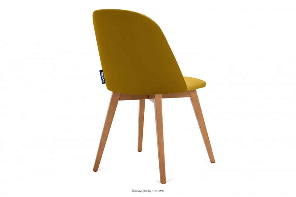 RIFO Krzesła tapicerowane welurowe żółte 2szt miodowy/jasny dąb - zdjęcie 6