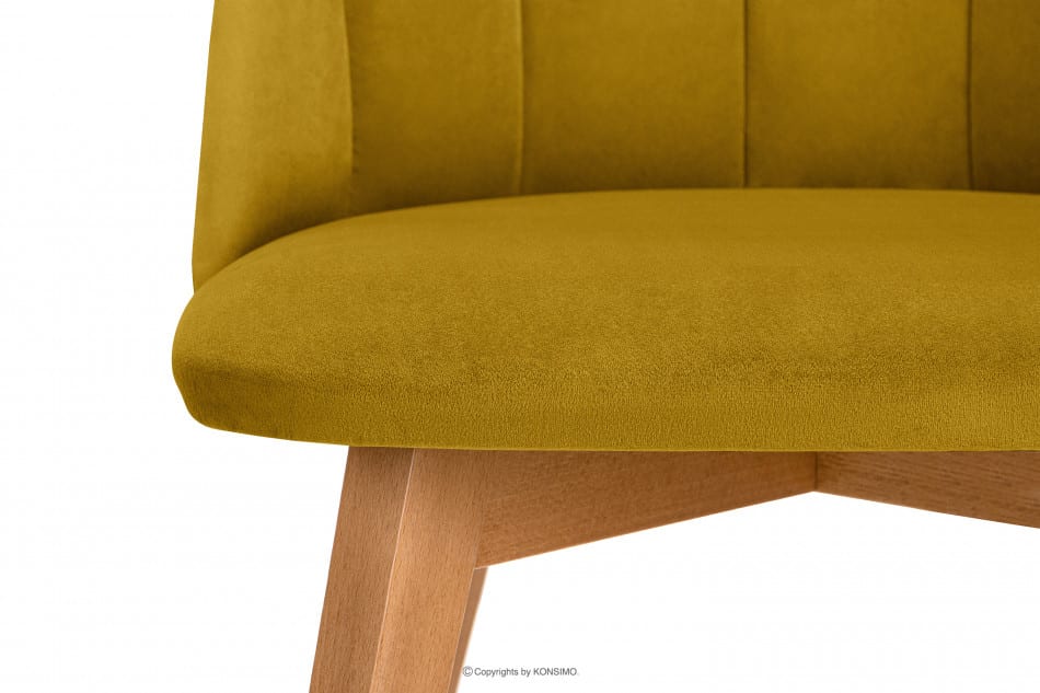 RIFO Krzesła tapicerowane welurowe żółte 2szt miodowy/jasny dąb - zdjęcie 9