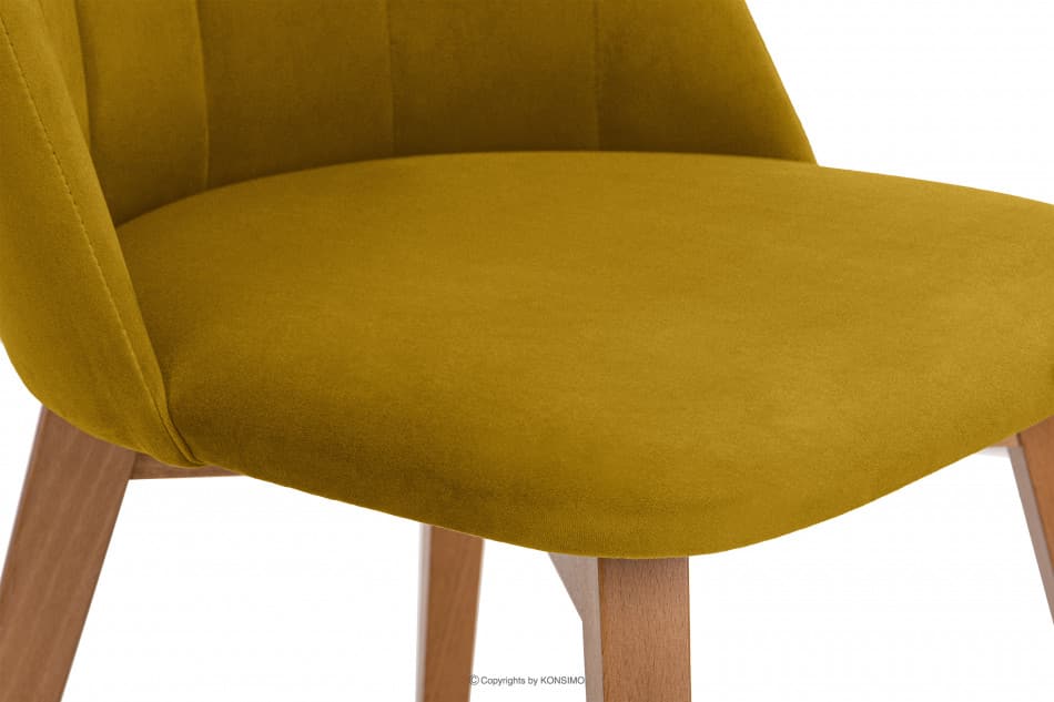 RIFO Krzesła tapicerowane welurowe żółte 2szt miodowy/jasny dąb - zdjęcie 8