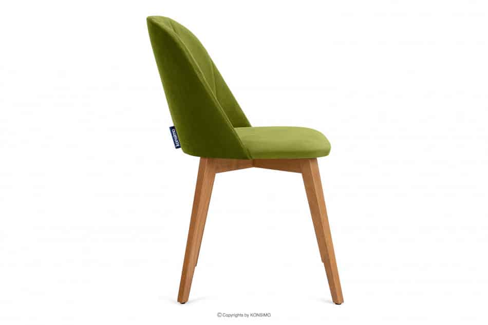 RIFO Krzesło tapicerowane welurowe zielone oliwkowy/jasny dąb - zdjęcie 3