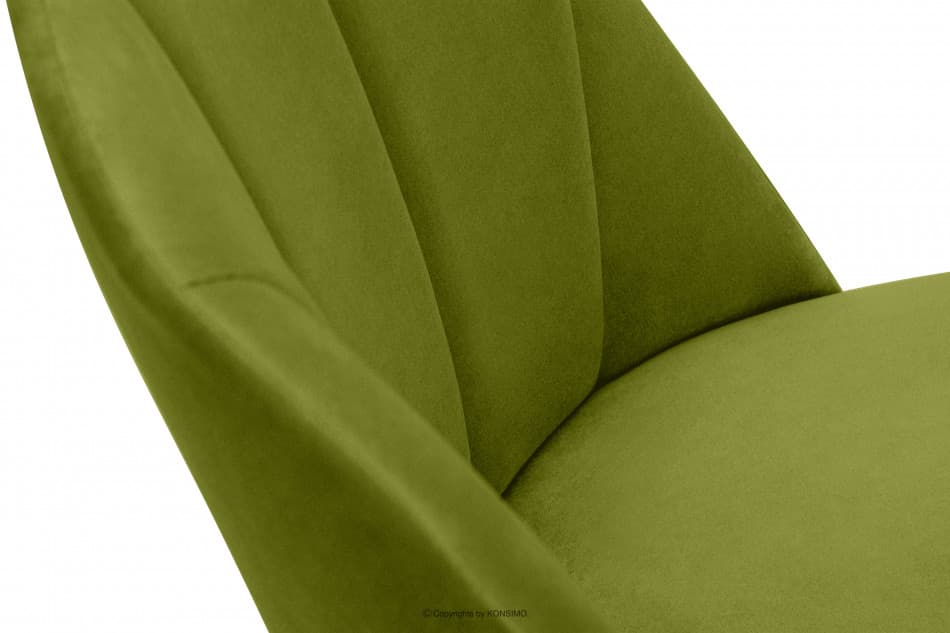 RIFO Krzesło tapicerowane welurowe zielone oliwkowy/jasny dąb - zdjęcie 9