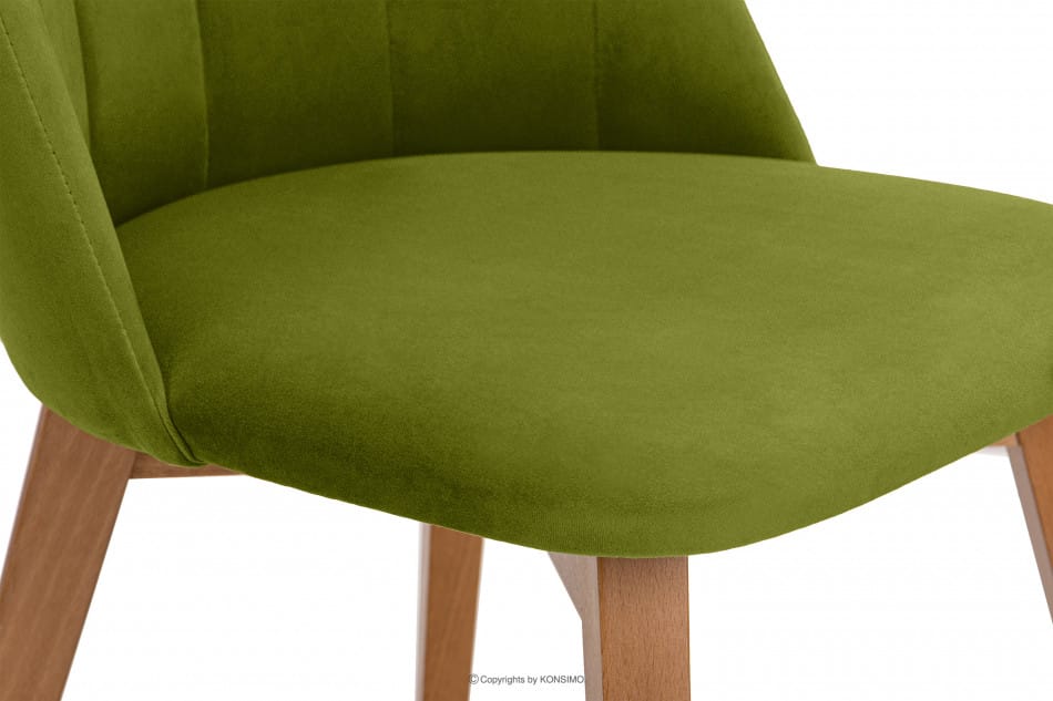 RIFO Krzesło tapicerowane welurowe zielone oliwkowy/jasny dąb - zdjęcie 6