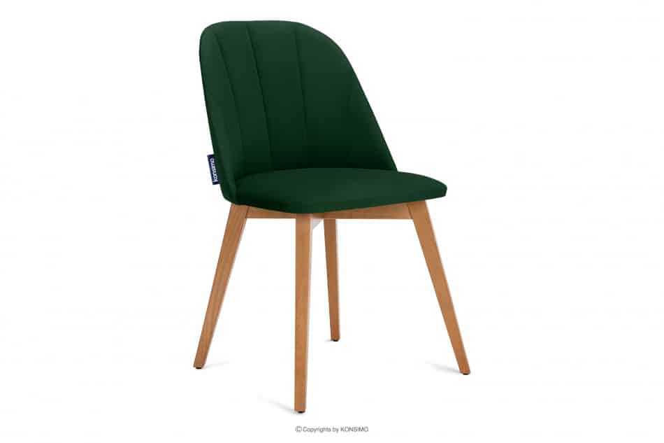 RIFO Krzesła tapicerowane welurowe butelkowa zieleń 2szt ciemny zielony/jasny dąb - zdjęcie 3
