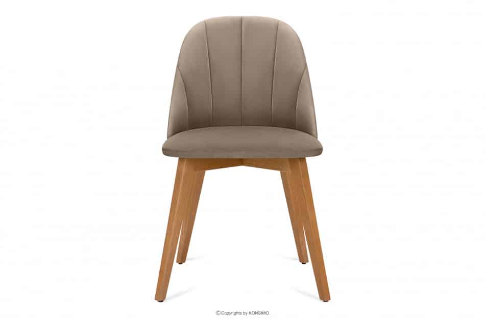 RIFO Krzesło tapicerowane welurowe beżowe beżowy/jasny dąb - zdjęcie 2