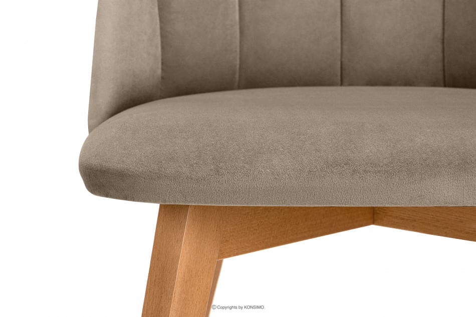 RIFO Krzesła tapicerowane welurowe beżowe 2szt beżowy/jasny dąb - zdjęcie 9