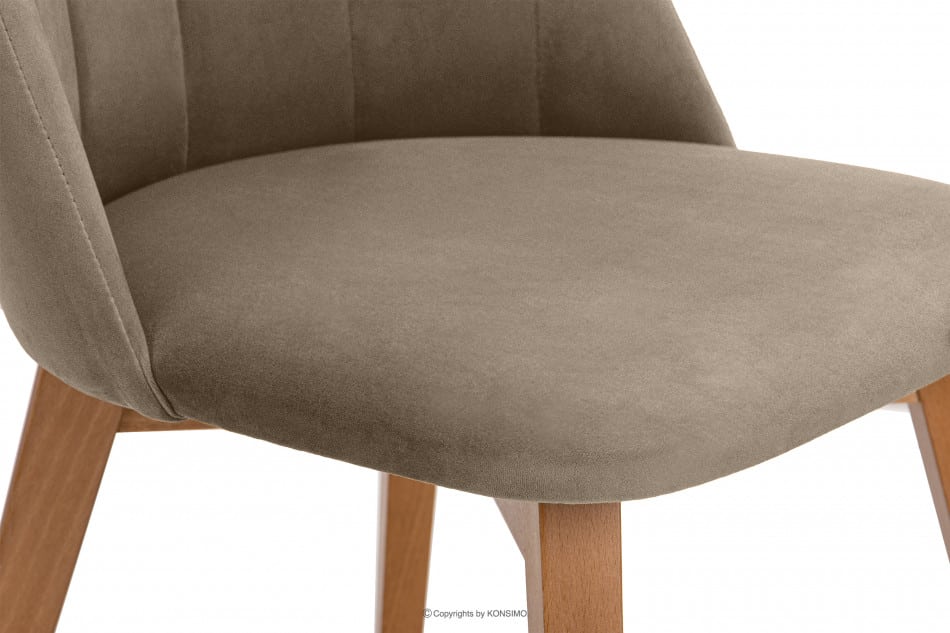 RIFO Krzesła tapicerowane welurowe beżowe 2szt beżowy/jasny dąb - zdjęcie 8