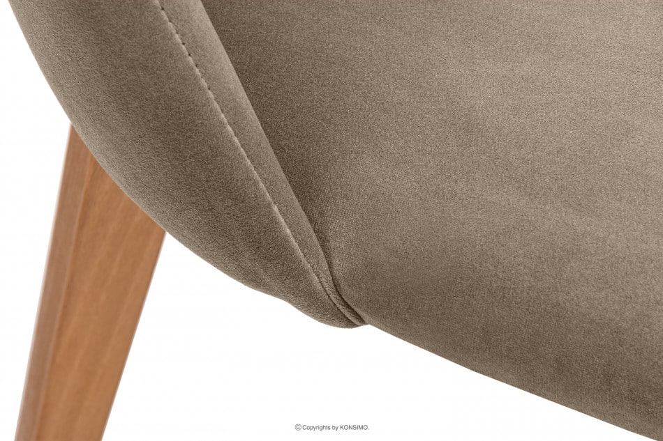 RIFO Krzesło tapicerowane welurowe beżowe beżowy/jasny dąb - zdjęcie 5