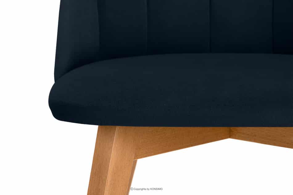 RIFO Krzesło tapicerowane welurowe granatowe granatowy/jasny dąb - zdjęcie 7