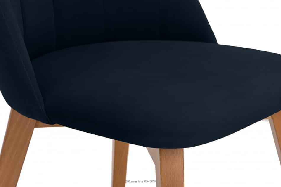 RIFO Krzesło tapicerowane welurowe granatowe granatowy/jasny dąb - zdjęcie 6