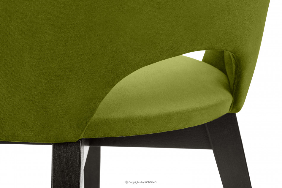 BOVIO Krzesło do salonu zielone oliwkowy/wenge - zdjęcie 5