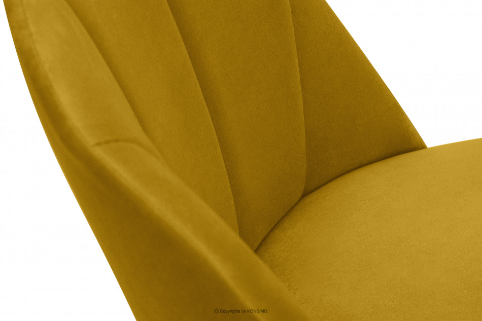 BAKERI Krzesło skandynawskie welur żółte musztardowy/jasny dąb - zdjęcie 9