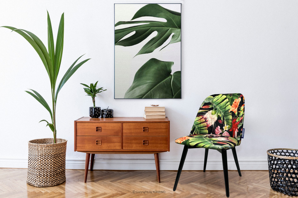 BAKERI Krzesło tapicerowane we wzory kwiaty wielokolorowy - zdjęcie 1