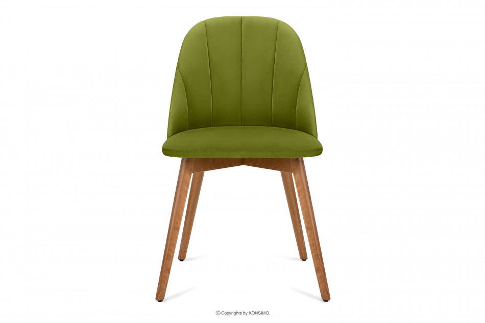 BAKERI Krzesło skandynawskie welur zielone oliwkowy/jasny dąb - zdjęcie 2