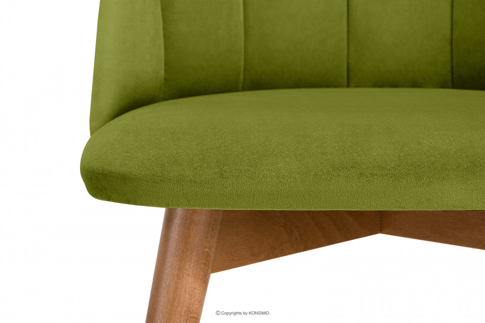 BAKERI Krzesło skandynawskie welur zielone oliwkowy/jasny dąb - zdjęcie 7