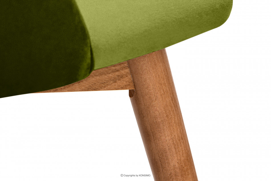 BAKERI Krzesło skandynawskie welur zielone oliwkowy/jasny dąb - zdjęcie 5