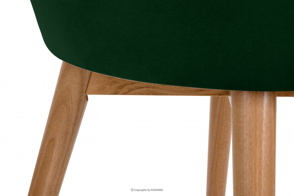 BAKERI Krzesło skandynawskie welur butelkowa zieleń ciemny zielony/jasny dąb - zdjęcie 6